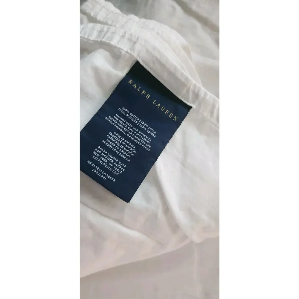 Ralph Lauren Cotton Sateen Graphite Trim Langdon King Duvet Sham Sheet Set White